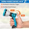 imageAUTOMAN Garden Hose Nozzle Sprayer  10 Spray Patterns High Pressure Thumb Control On Off Valve Metal Duty Water Nozzle Extra 3 Washers for Watering Garden Cleaning Washing Car Showering PetsBlue
