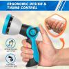 imageAUTOMAN Garden Hose Nozzle Sprayer  10 Spray Patterns High Pressure Thumb Control On Off Valve Metal Duty Water Nozzle Extra 3 Washers for Watering Garden Cleaning Washing Car Showering PetsBlue