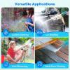 imageAUTOMAN Garden Hose Nozzle Sprayer  10 Spray Patterns High Pressure Thumb Control On Off Valve Metal Duty Water Nozzle Extra 3 Washers for Watering Garden Cleaning Washing Car Showering PetsSky Blue