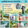 imageAUTOMAN Garden Hose Nozzle Sprayer  10 Spray Patterns High Pressure Thumb Control On Off Valve Metal Duty Water Nozzle Extra 3 Washers for Watering Garden Cleaning Washing Car Showering PetsTurquoise