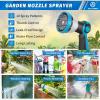 imageAUTOMAN Garden Hose Nozzle Sprayer  10 Spray Patterns High Pressure Thumb Control On Off Valve Metal Duty Water Nozzle Extra 3 Washers for Watering Garden Cleaning Washing Car Showering PetsBlue