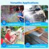 imageAUTOMAN Garden Hose Nozzle Sprayer  10 Spray Patterns High Pressure Thumb Control On Off Valve Metal Duty Water Nozzle Extra 3 Washers for Watering Garden Cleaning Washing Car Showering PetsRoyal Blue