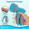 imageAUTOMAN Garden Hose Nozzle Sprayer  10 Spray Patterns High Pressure Thumb Control On Off Valve Metal Duty Water Nozzle Extra 3 Washers for Watering Garden Cleaning Washing Car Showering PetsSky Blue