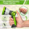 imageAUTOMAN Garden Hose Nozzle Sprayer  10 Spray Patterns High Pressure Thumb Control On Off Valve Metal Duty Water Nozzle Extra 3 Washers for Watering Garden Cleaning Washing Car Showering PetsLawngreen