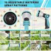 imageAUTOMAN Garden Hose Nozzle Sprayer  10 Spray Patterns High Pressure Thumb Control On Off Valve Metal Duty Water Nozzle Extra 3 Washers for Watering Garden Cleaning Washing Car Showering PetsTurquoise