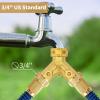 imageAUTOMAN Hose Splitter 2 Way Garden Hose Splitter 100 Rustproof Brass Water Hose Splitter with Adjustable Flow Valves Seamless Design ampamp 2 Extra Rubber Washers  34quot Y Connector Hose AdapterHeavy Duty Brass
