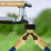 imageAUTOMAN Hose Splitter 2 Way Garden Hose Splitter 100 Rustproof Brass Water Hose Splitter with Adjustable Flow Valves Seamless Design ampamp 2 Extra Rubber Washers  34quot Y Connector Hose AdapterSolid Brass