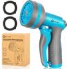 imageAUTOMAN Garden Hose Nozzle Sprayer  10 Spray Patterns High Pressure Thumb Control On Off Valve Metal Duty Water Nozzle Extra 3 Washers for Watering Garden Cleaning Washing Car Showering PetsSky Blue