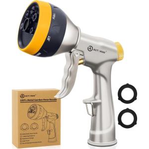 imageAUTOMAN Garden Nozzle Sprayer High Pressure Spray Nozzle 100 Metal Water Hose Nozzle 7 Patterns Watering Nozzle Heavy Duty Sprayer Garden Nozzle for Watering Plants ampamp Lawns Washing Cars ampamp PetsMetal Hose Nozzle