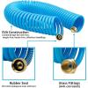 imageAUTOMAN Recoil Garden Water Hose 50 ft EVA Curly Water Hose with Brass Connectors Garden Hose CoilIncludes 7Pattern Function SprayerRetractableCorrosion Resistant Garden Coil HoseGreenBlue