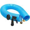 imageAUTOMAN Recoil Garden Water Hose 50 ft EVA Curly Water Hose with Brass Connectors Garden Hose CoilIncludes 7Pattern Function SprayerRetractableCorrosion Resistant Garden Coil HoseGreenBlue