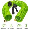 imageAUTOMAN Recoil Garden Water Hose 50 ft EVA Curly Water Hose with Brass Connectors Garden Hose CoilIncludes 7Pattern Function SprayerRetractableCorrosion Resistant Garden Coil HoseGreenGreen