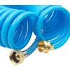 imageAUTOMAN Recoil Garden Water Hose 50 ft EVA Curly Water Hose with Brass Connectors Garden Hose CoilIncludes 7Pattern Function SprayerRetractableCorrosion Resistant Garden Coil HoseGreenBlue