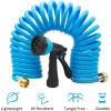 imageAUTOMAN Recoil Garden Water Hose 50 ft EVA Curly Water Hose with Brass ConnectorsGarden Hose CoilIncludes 7Pattern Function SprayerRetractableCorrosion Resistant Garden Coil HoseBlue