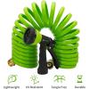 imageAUTOMAN Recoil Garden Water Hose 50 ft EVA Curly Water Hose with Brass ConnectorsGarden Hose CoilIncludes 7Pattern Function SprayerRetractableCorrosion Resistant Garden Coil HoseGreen