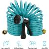 imageAUTOMAN Recoil Garden Water Hose 50 ft EVA Curly Water Hose with Brass ConnectorsGarden Hose CoilIncludes 7Pattern Function SprayerRetractableCorrosion Resistant Garden Coil HoseTurquoise