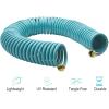 imageAUTOMAN Recoil Garden Water Hose 50 ft EVA Curly Water Hose with Brass ConnectorsGarden Hose CoilIncludes 7Pattern Function SprayerRetractableCorrosion Resistant Garden Coil HoseTurquoise
