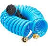 imageAUTOMAN Recoil Garden Water Hose 50 ft EVA Curly Water Hose with Brass ConnectorsGarden Hose CoilIncludes 7Pattern Function SprayerRetractableCorrosion Resistant Garden Coil HoseBlue