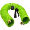 imageAUTOMAN Recoil Garden Water Hose 50 ft EVA Curly Water Hose with Brass Connectors Garden Hose CoilIncludes 7Pattern Function SprayerRetractableCorrosion Resistant Garden Coil HoseGreenGreen