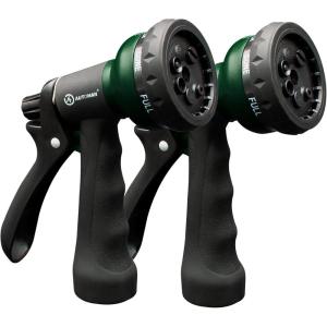 imageAUTOMAN Garden Hose Nozzle  2 Pack 100 Metal High Pressure Spray Nozzle LaborSaving Design Heavy Duty for Garden Watering Car Washing Window Cleaning Pets BathingDark Green 2